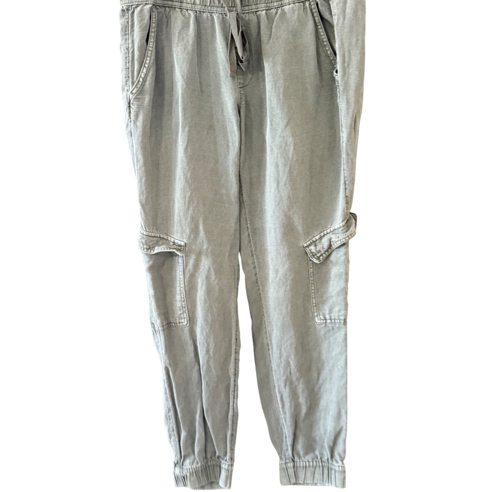 C&C California Womens Sage Green Linen Blend Cargo Jogger Pants Size M Bohemian